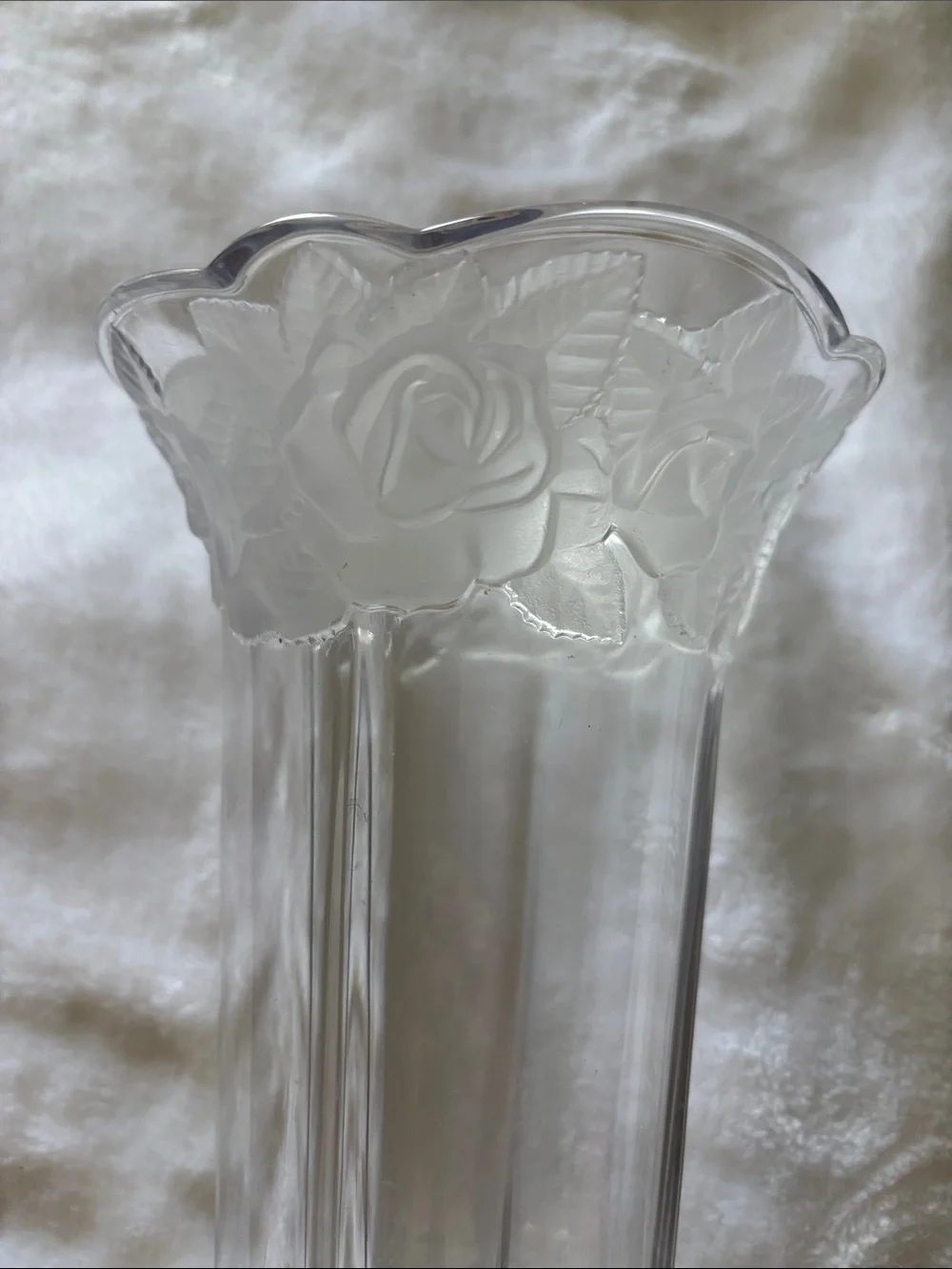 Vintage Crystal Rose-Trim Vase